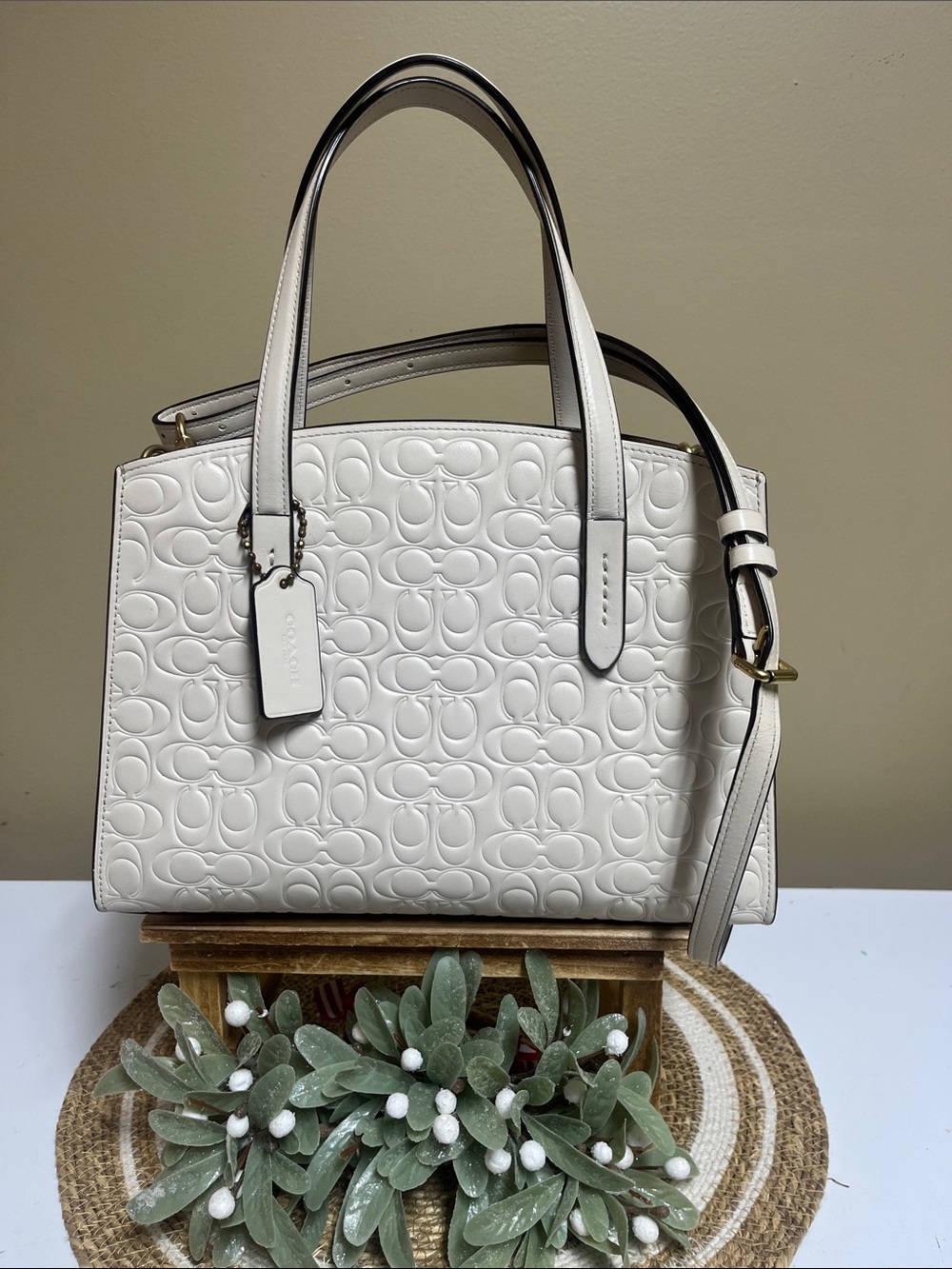 Coach Carryall Signature Shoulder/Handles Leather Bag E 2211-5-1665